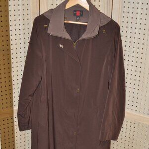 GALLERY Women  Brown Water Repellent Two Pocket Trench Coat Size 12